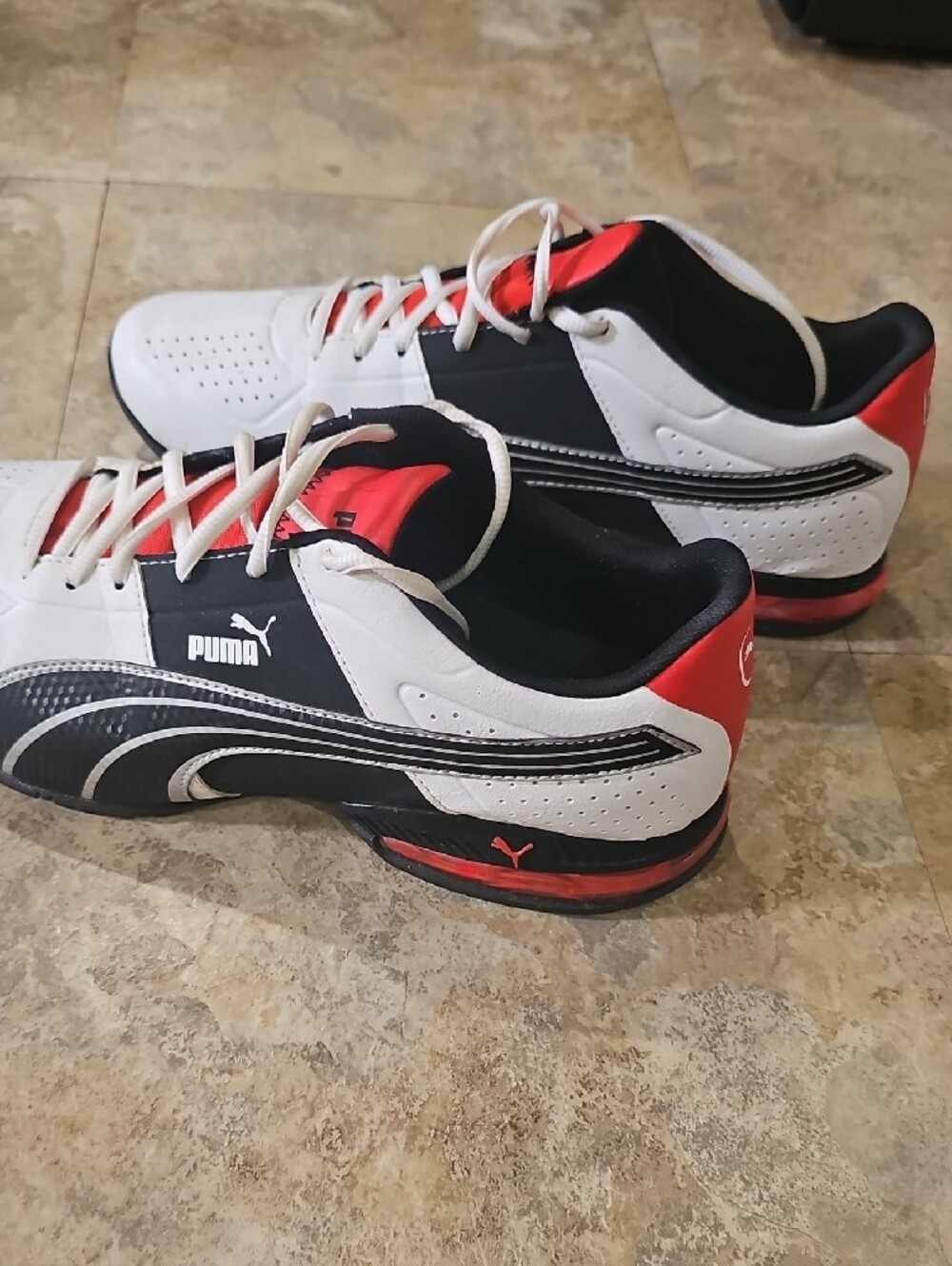 Puma Men’s White Black Red Athletic Shoes - Picture 6 of 10